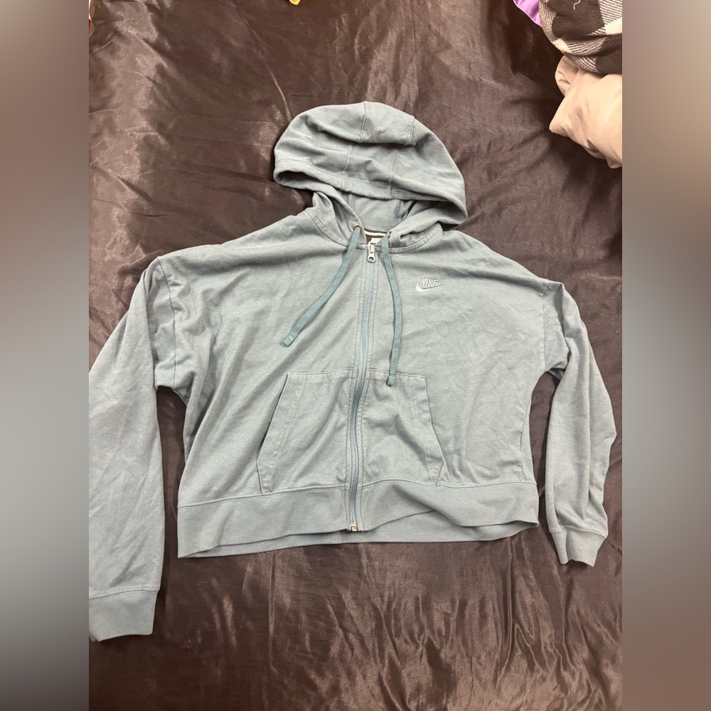 Teal Slightly Cropped Nike Zip Up Hoodie
